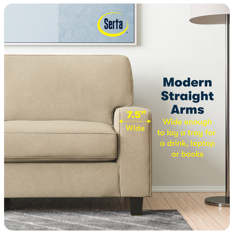 Compact Beige Microfiber Sleeper Sofa with Removable Cushions