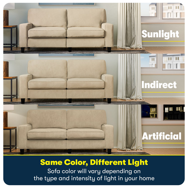 Compact Beige Microfiber Sleeper Sofa with Removable Cushions
