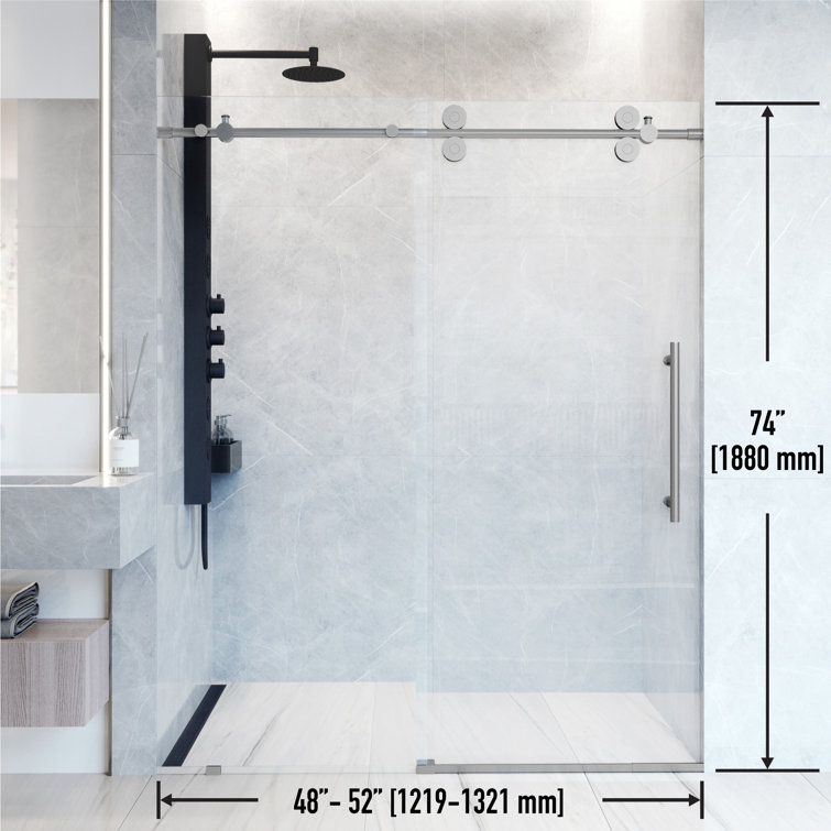 Elan 72" Frameless Clear Glass Sliding Shower Door with Stainless Steel Hardware