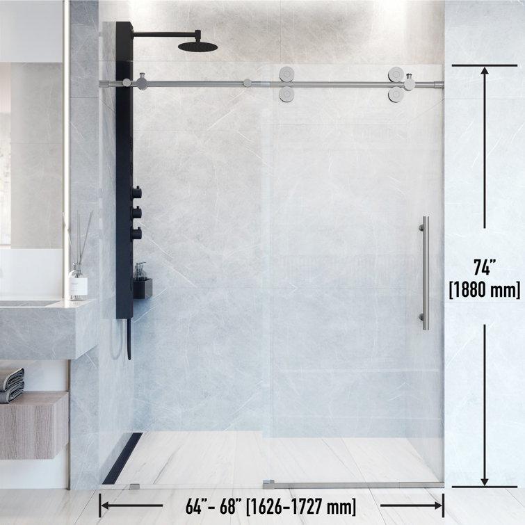 Elan 72" Frameless Sliding Shower Door with Clear Glass
