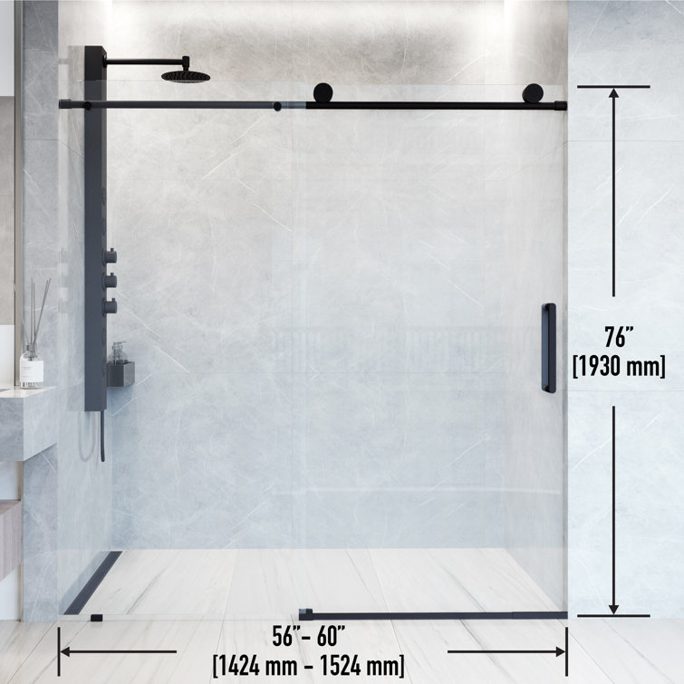Elan 76" High x 60" Wide Frameless Sliding Shower Door in Matte Black