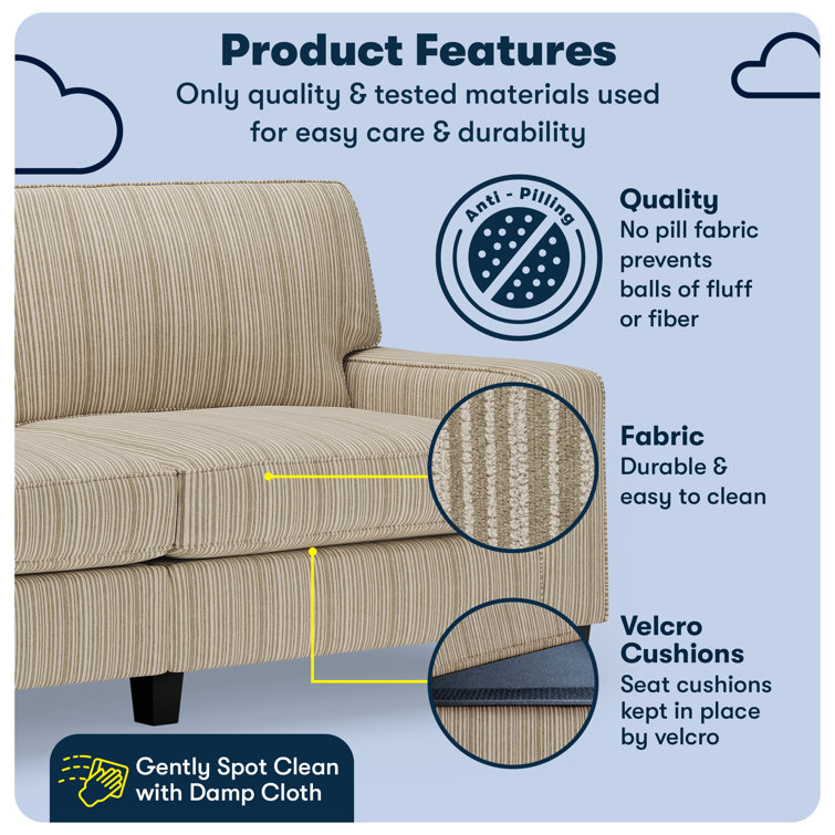 Beige Linen 78" Sofa with Removable Cushions