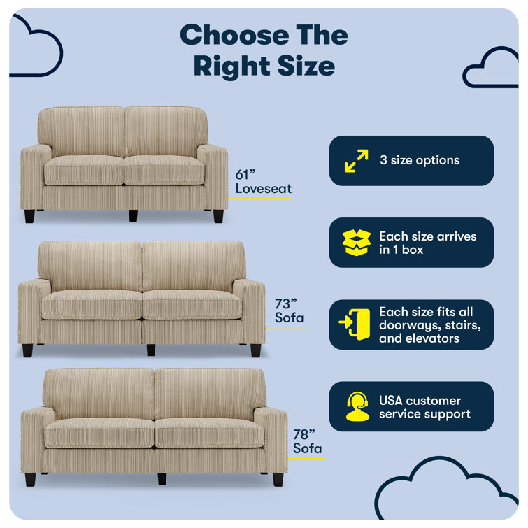 Beige Linen 78" Sofa with Removable Cushions