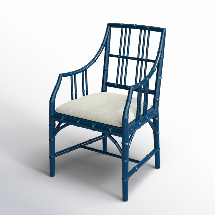 Blue Mahogany Chippendale Arm Chair with Cushions