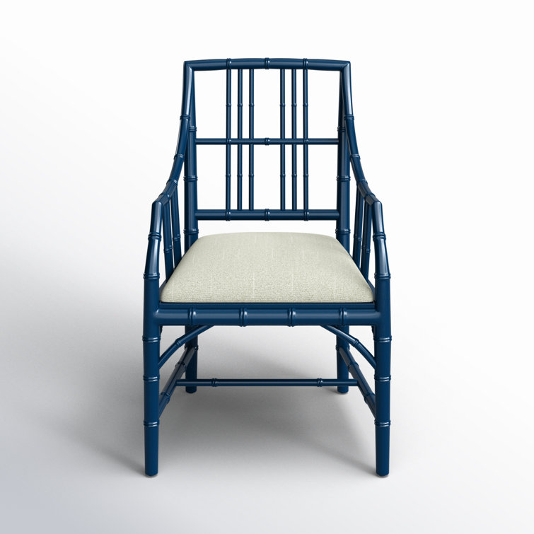 Blue Mahogany Chippendale Arm Chair with Cushions