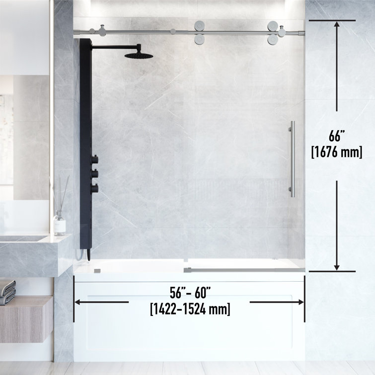 Elan 56-60" Stainless Steel Frameless Sliding Tub Door