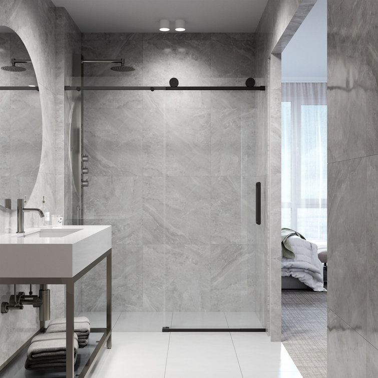 Elan 76" High x 60" Wide Frameless Sliding Shower Door in Matte Black