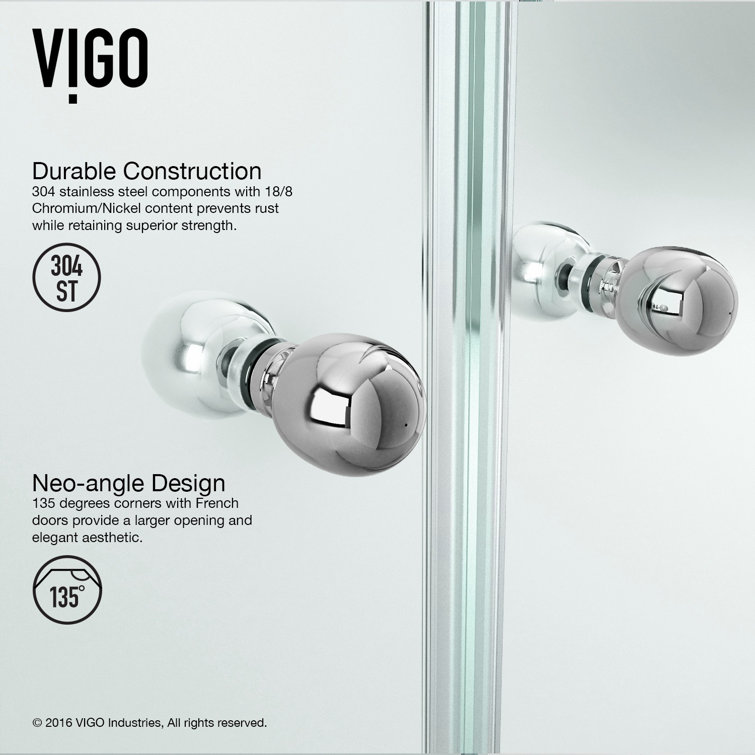 Gemini 47" Brushed Nickel Frameless Neo-Angle Shower Enclosure