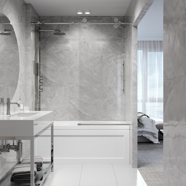 Elan 56-60" Stainless Steel Frameless Sliding Tub Door