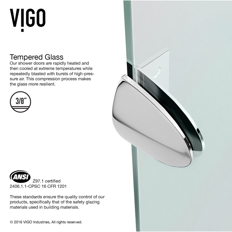 Gemini 47" Brushed Nickel Frameless Neo-Angle Shower Enclosure