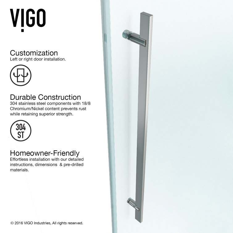 Luca 56-60" Frameless Sliding Shower Door with Clear Glass