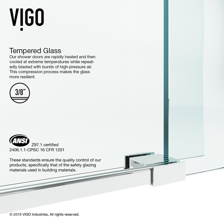 Ferrara Chrome Frameless Sliding Shower Door with Clear Glass