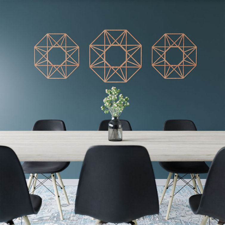 Cherry Wood Geometric Fretwork Ceiling Medallion, 18" Diameter