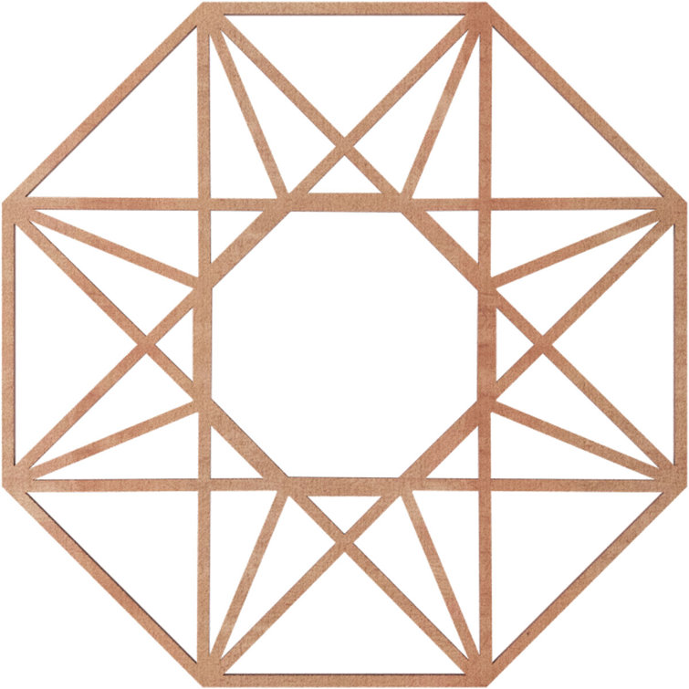 Cherry Wood Geometric Fretwork Ceiling Medallion, 18" Diameter