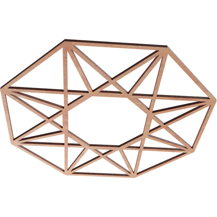 Cherry Wood Geometric Fretwork Ceiling Medallion, 18" Diameter