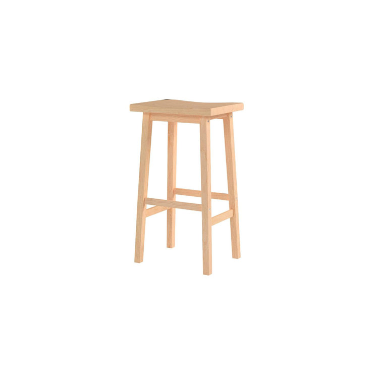 Adjustable Natural Wood Backless Saddle-Style Counter Stool