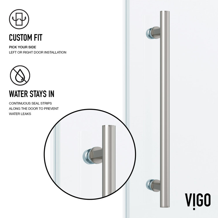 Elan 72" Frameless Clear Glass Sliding Shower Door with Stainless Steel Hardware