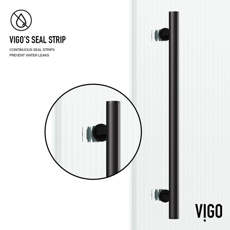 Elan 60" Matte Black Frameless Sliding Tub Door with Fluted Glass