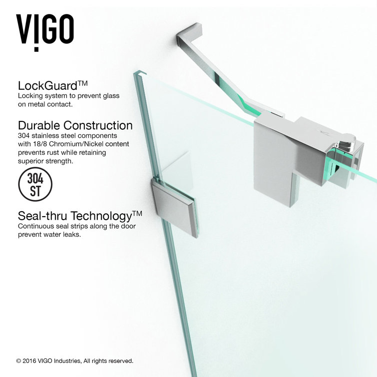 Pirouette 36-48" Frameless Clear Glass Pivot Shower Door