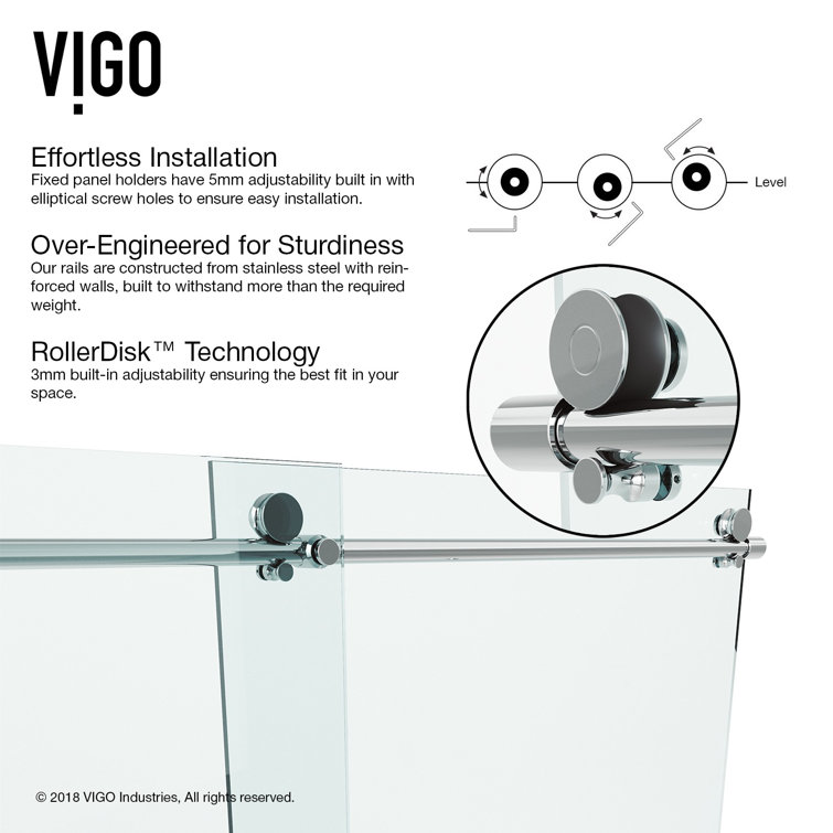 Ferrara Chrome Frameless Sliding Shower Door with Clear Glass