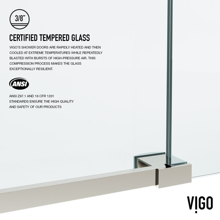Elan 72" Frameless Clear Glass Sliding Shower Door with Stainless Steel Hardware