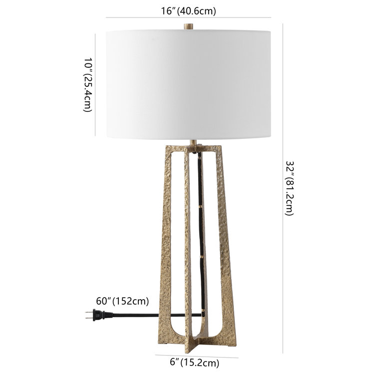 Antique Brass Adjustable Table Lamp with White Linen Shade