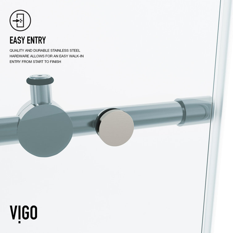 Elan 72" Frameless Clear Glass Sliding Shower Door with Stainless Steel Hardware