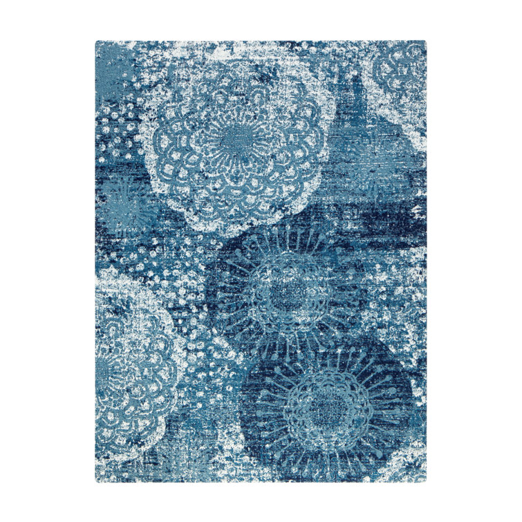 Maldives Blue and Ivory Polyester Chair Mat
