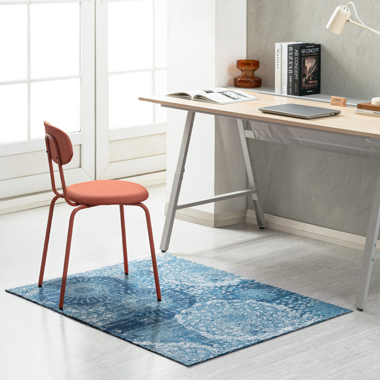 Maldives Blue and Ivory Polyester Chair Mat