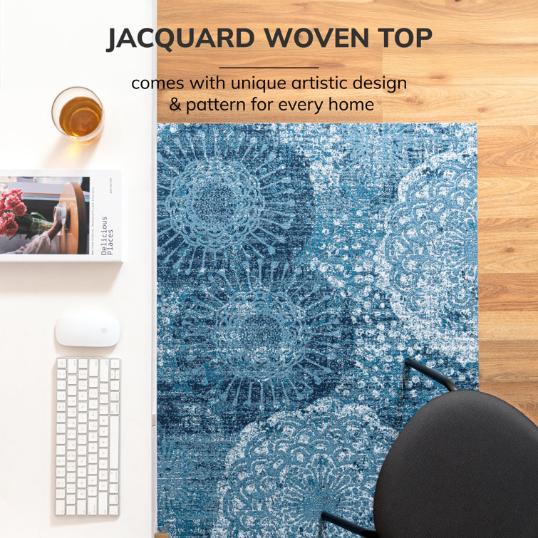 Maldives Blue and Ivory Polyester Chair Mat