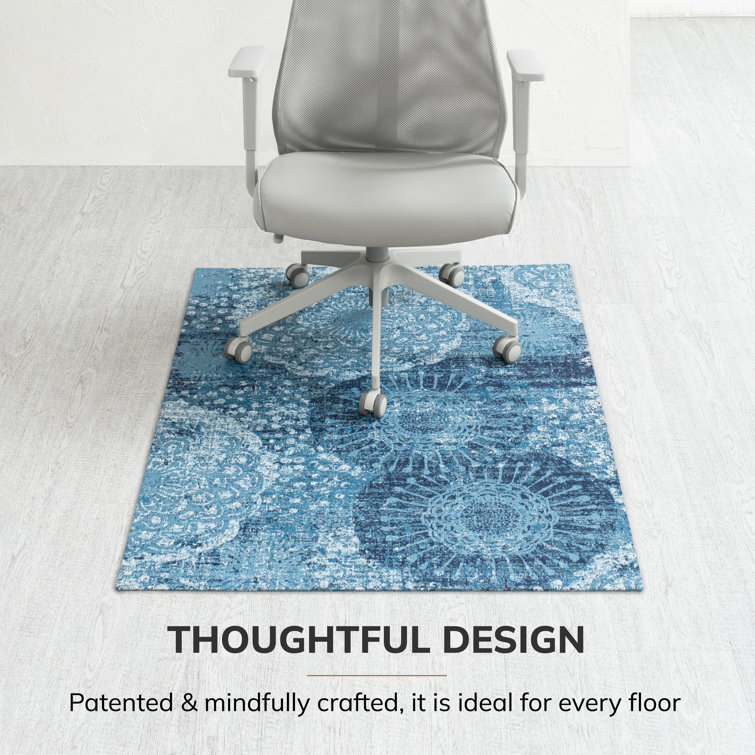 Maldives Blue and Ivory Polyester Chair Mat
