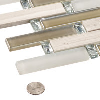 Saga Heroic Beige Glass and Marble Brick Joint Mosaic Tile