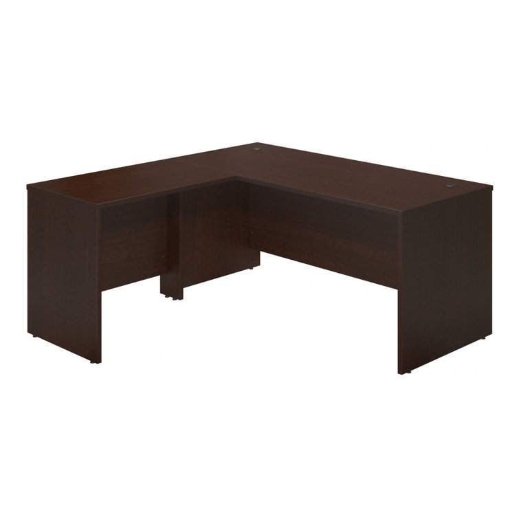 Mocha Cherry L-Shaped Executive Desk with Drawer, 66"W