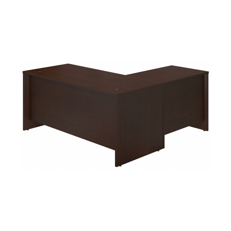 Mocha Cherry L-Shaped Executive Desk with Drawer, 66"W