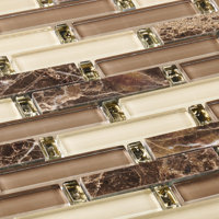 Saga Matte Brown Marble and Glass Mosaic Tile
