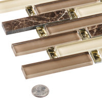 Saga Matte Brown Marble and Glass Mosaic Tile