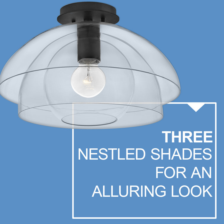 Lotus 41.75" Black Clear Glass Convertible Pendant/Ceiling Light