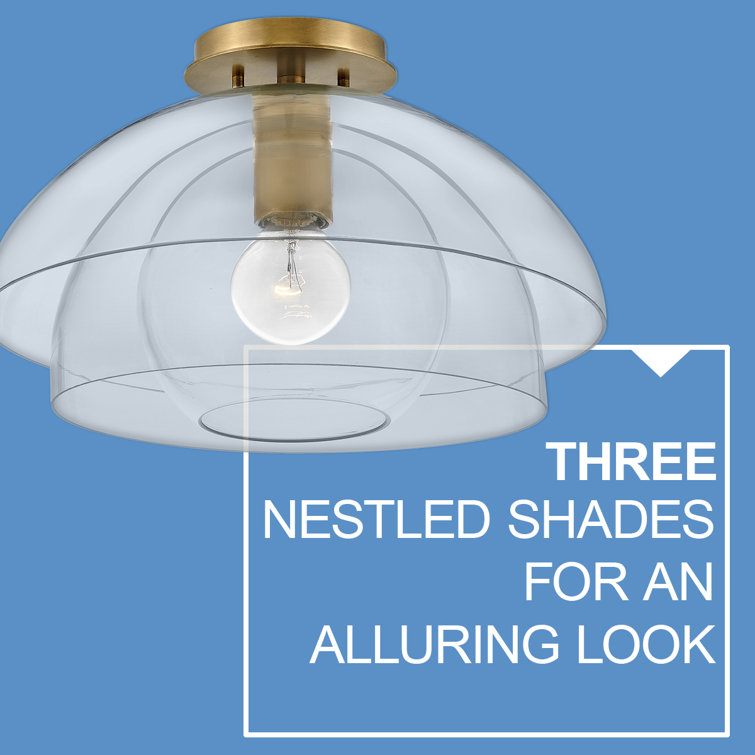 Heritage Brass and Clear Glass Semi-Flush Mount Light