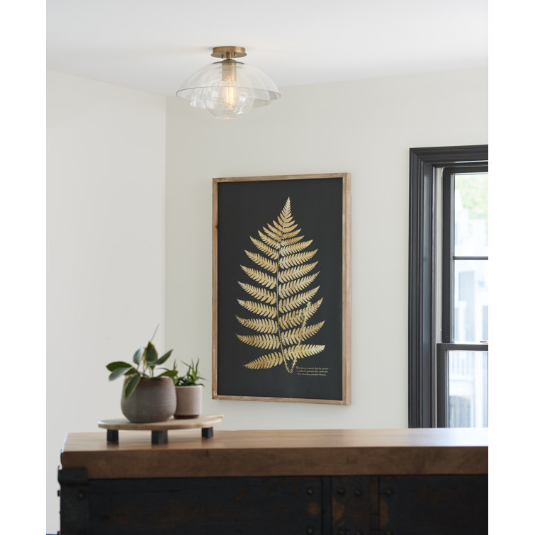 Heritage Brass and Clear Glass Semi-Flush Mount Light