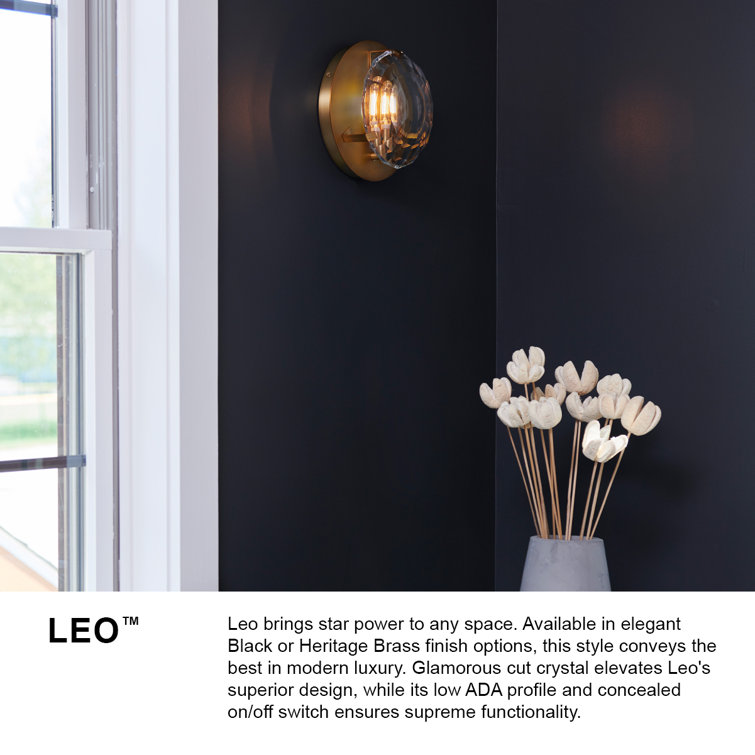 Leo Black Optic Crystal 1-Light Wall Sconce