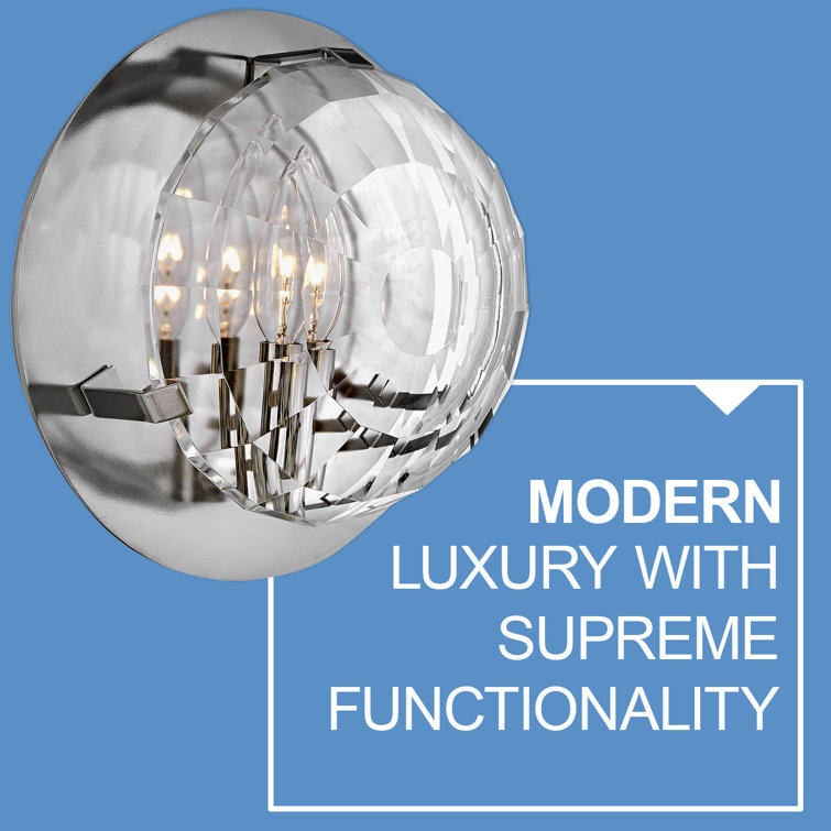 Elegant Leo Polished Nickel Optic Crystal 1-Light Sconce