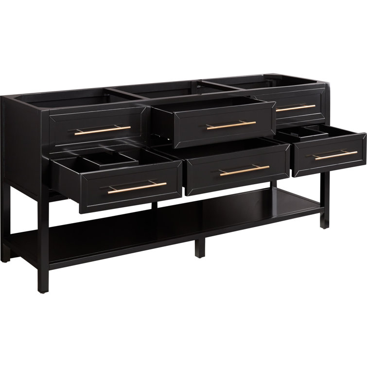 72" Black Mahogany Double Bathroom Vanity with Carrara Marble Top