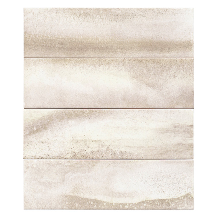 Polar 3" x 10" Glossy Porcelain Marble Look Wall Tile