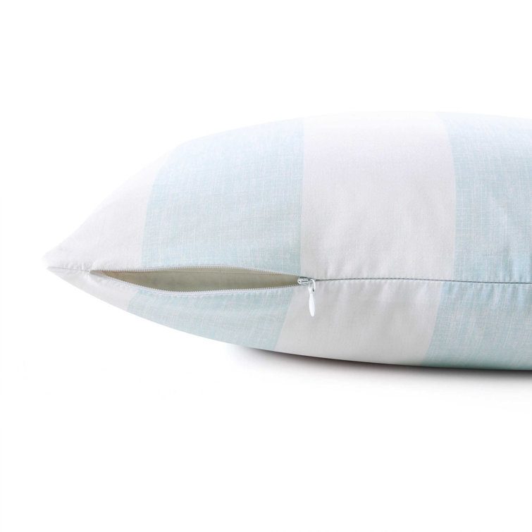 Blue and White Striped Cotton Throw Pillow, 20" x 20"