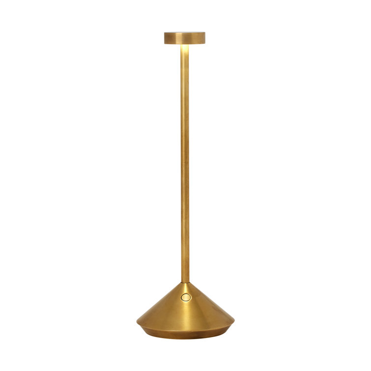 Natural Brass Cordless LED Table Lamp with Touch Dimmer