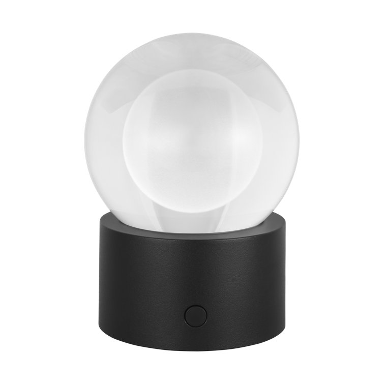 Mina Black Crystal Sphere Rechargeable Table Lamp