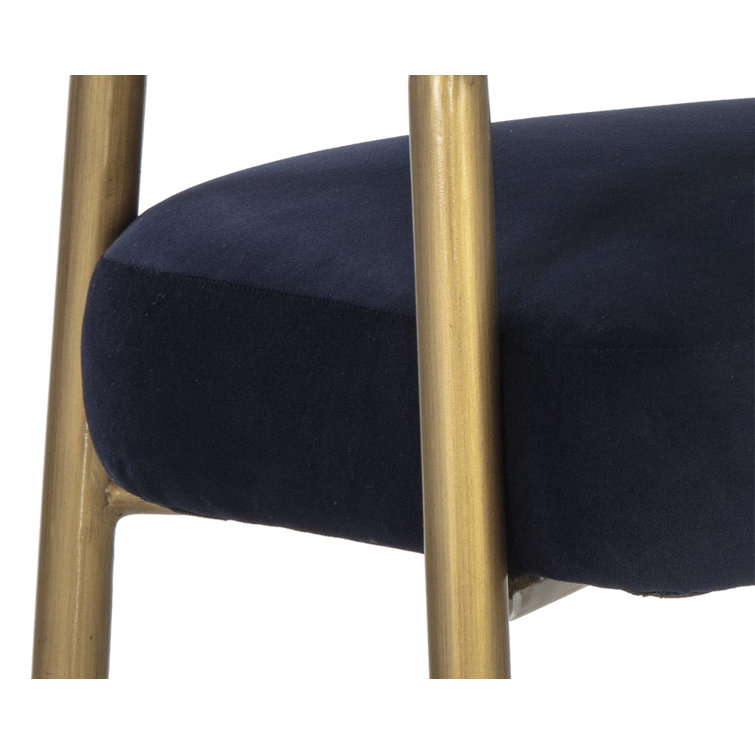 Abbington Navy Upholstered Arm Chair with Brass Legs