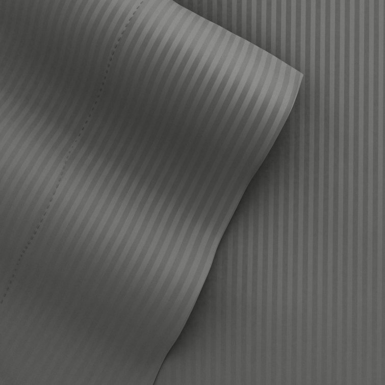 Gray Twin Striped Cotton Microfiber Kids Sheet Set
