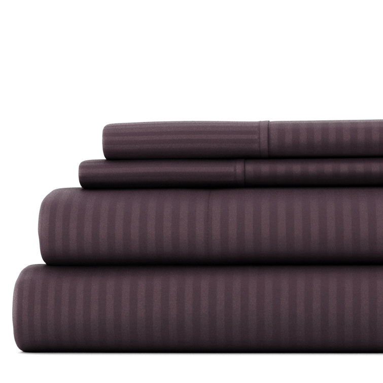Full Purple Striped Cotton Microfiber Kids Sheet Set