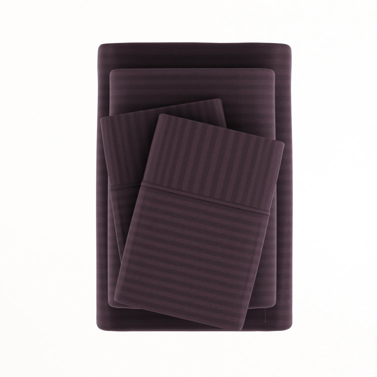 Full Purple Striped Cotton Microfiber Kids Sheet Set